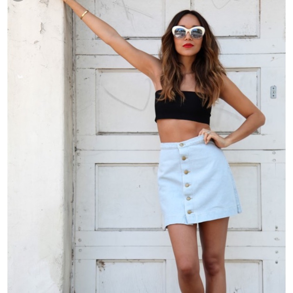 American apparel A-line button up denim skirt